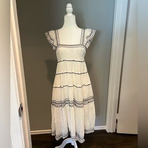 Mixology “We’re All Pretty Girls” White Ruffle Midi Dress